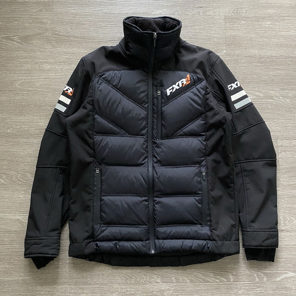 Fox Racing Down Puffer Jacket Men's M Black Full Zip Hooded Outdoors FXR READ